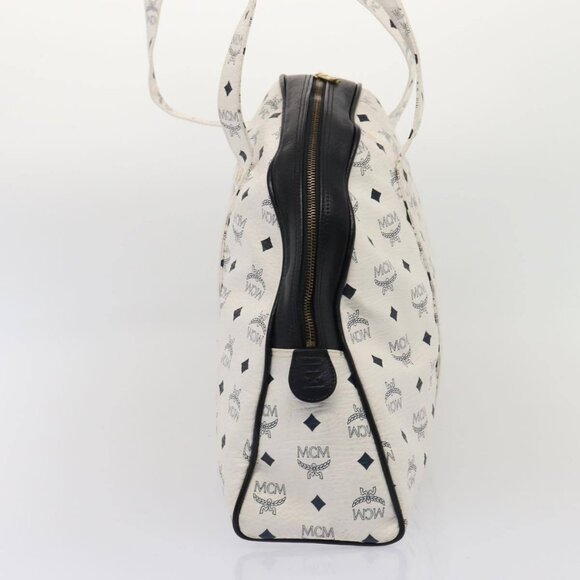 MCM Vicetos Logogram Shoulder Bag PVC Leather White Black gold Auth - Picture 4 of 16